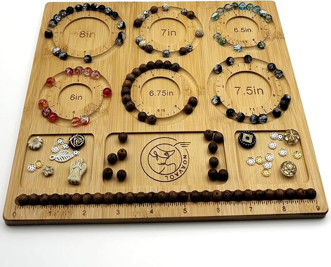 NOAVAOL Bead Boards for Jewelry Making, Combi Bamboo Beading Board for Jewelry Bracelet Making, Beading Trays Jewelry Design Mats for Bracelet, DIY Design Bamboo Jewelry Making Supplies