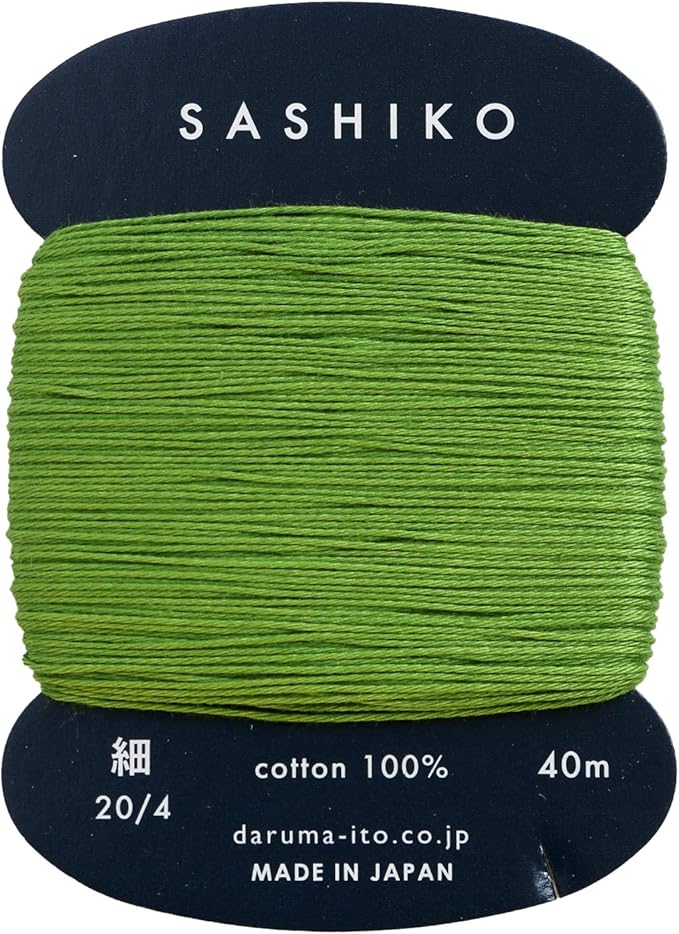 Yokota Daruma Sashiko Thread Single and Variegated Color (Spring Green, Thin 40M Card)