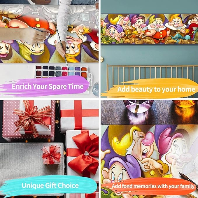 JYLMOOD Paint by Number for Adult Kits, DIY Cartoon Acrylic Oil Painting Kits for Adults Beginners for Home Wall Decor Gifts 11.8x35.4 Inch (No Frame)
