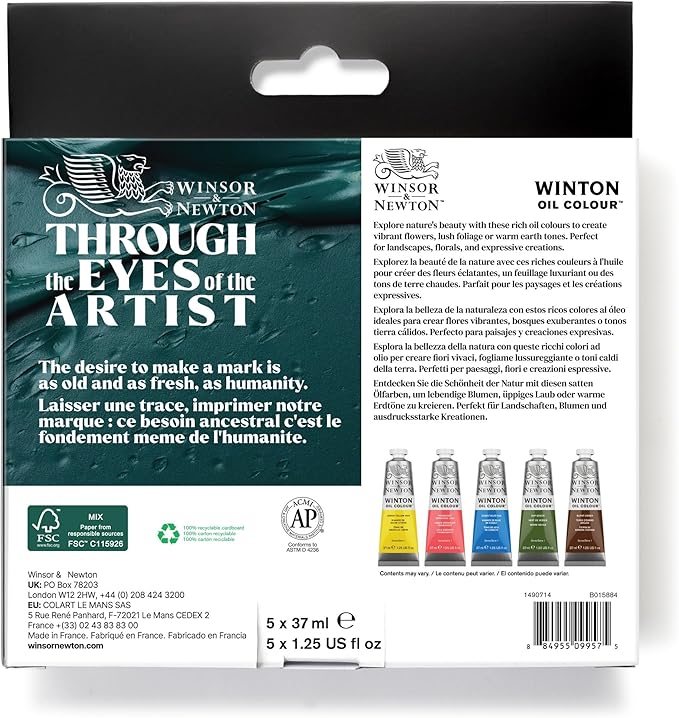 Winsor & Newton Winton Oil Color Paint Set, Botanicals, 5 x 37ml Tubes