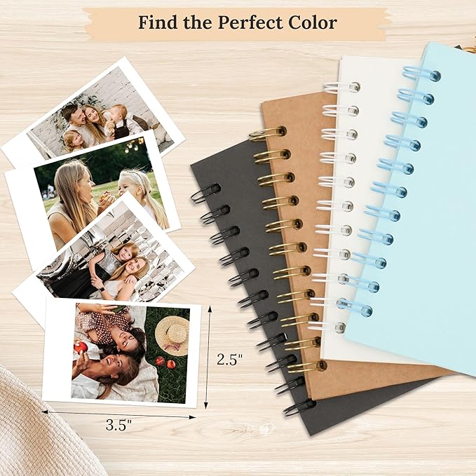 Polaroid Scrapbook Photo Album, 6.3"x6.3" DIY Scrapbook Album Hardcover Kraft Paper with 20 Sheets 40 Pages, Stylish Memory Book for Wedding, Anniervsary, Family, Travel, Cream