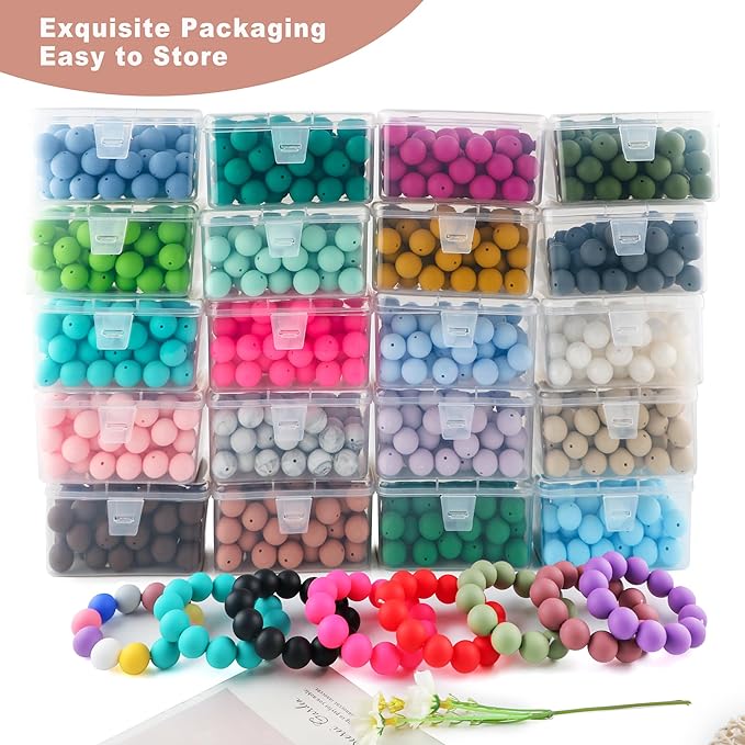 65Pcs 19mm Silicone Beads for Keychain Making Bracelet Necklace, Bulk Round Silicone Beads for Pens(Deep Peach)