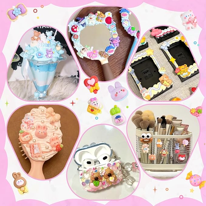 100PCS Blue Slime Charms Cute Flatback Resin Charms for Slime, Random Kawaii Decoden Charm for Embellishments Phone Junk Case Charms Bulk, Hairpins Scrapbooking Crafting & DIY Decoration