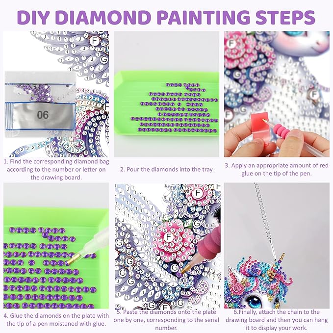 MEIYUDA Animals Diamond Art Hanging Kits for Adult, Angel Animal Diamond Painting Hanging Kits Ornaments, DIY Special Shaped Rhinestone Window Pendants kit for Home Garden Wall Decor Gift