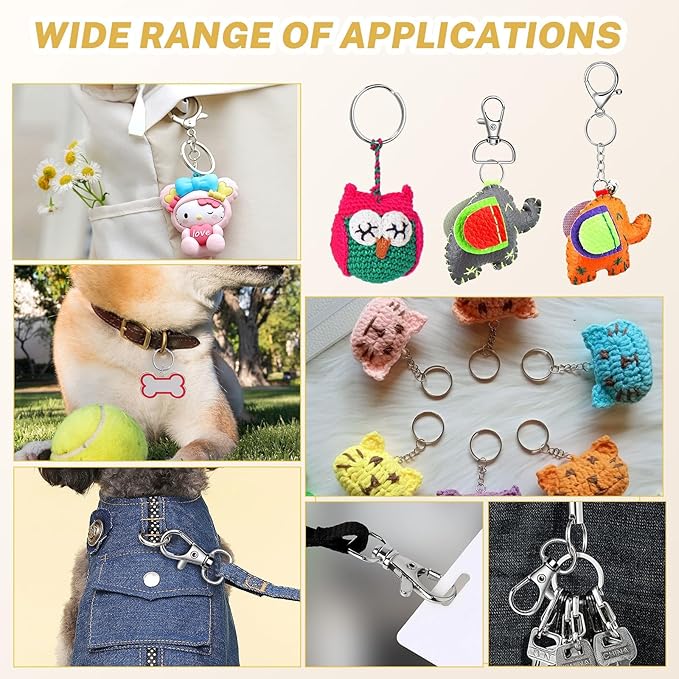 AUGSUN Keychain Making Kit, 450Pcs Keychain Craft Set Including Key Chain Clips, Lanyard Snap Hooks, Lobster Claw Clasps, Key Rings, Jump Rings and Screw Eye Pins for Key Chain Jewelry Making