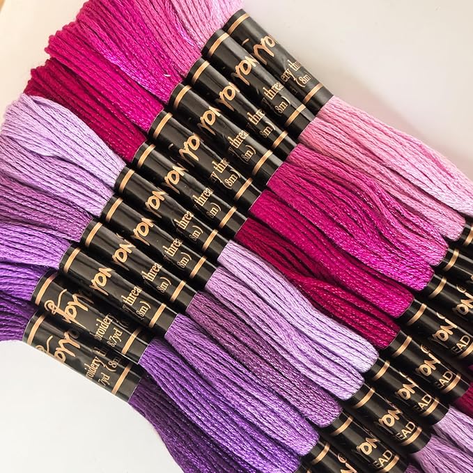 12 Skeins Embroidery Thread, 12 Colors Embroidery Floss Set, Cross-Stitch Threads for Hand Embroidery, String Art(Purple Series)