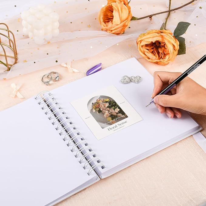 8x8 Inch Letters To The Bride Scrapbook Wedding Memory Book DIY Photo Album Blank Pages Scrapbook Bridal Shower Gifts(White)