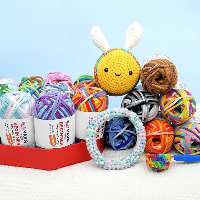 50g Rainbow Beginner Crochet Yarn for Crocheting and Knitting Multicolor Cotton Crochet Yarn for Beginners Easy Yarn for Beginners(Clouds Tone)