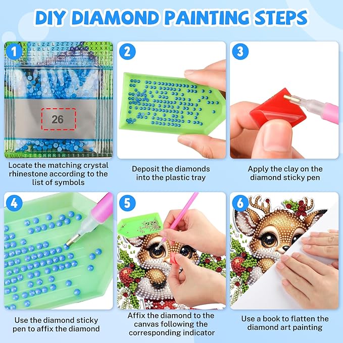 Bowetile Christmas Diamond Art Hanging Kits for Adults, 5D Special Shape Diamond Painting Kits Deer, Crystal Gem Painting Arts and Crafts for Christmas Gifts for Home Garden Decor