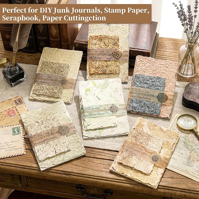 168 Pcs Textured Vintage Scrapbook Paper Kit with Washi Tape & Double Sided Tape, 6 Themes Junk Journal Supplies for Scrapbooking, Card Making, Collage Crafts