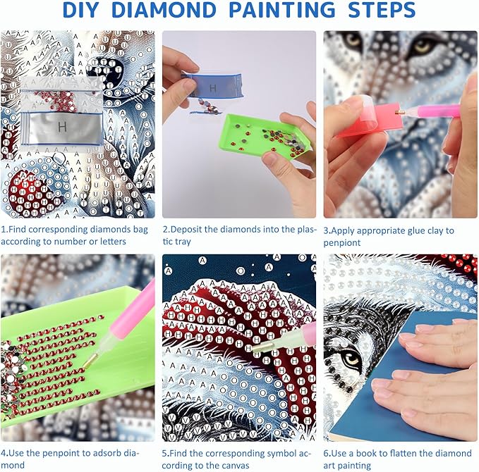 SENQAO Christmas Diamond Art Hanging Kits for Adults Kids, Wolf Diamond Art Suncatchers, 5D Special Shape Diamond Painting Pendant Window Ornament Gifts for Home Door Wall Decor