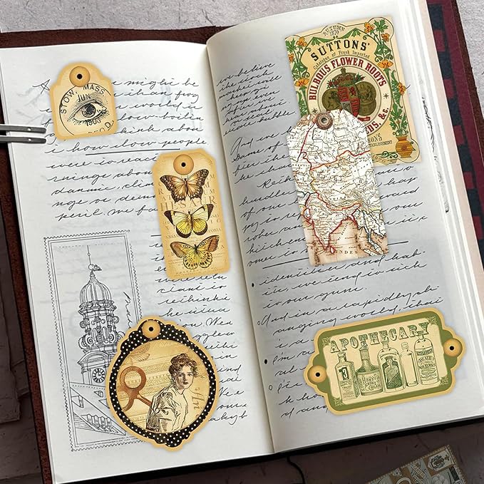 PRSTINCOL 116Pcs Vintage Stickers - Junk Journal Supplies - Waterproof Cute Aesthetic Stickers for Adults, Water Bottles, Planners - Durable Sticker Pack
