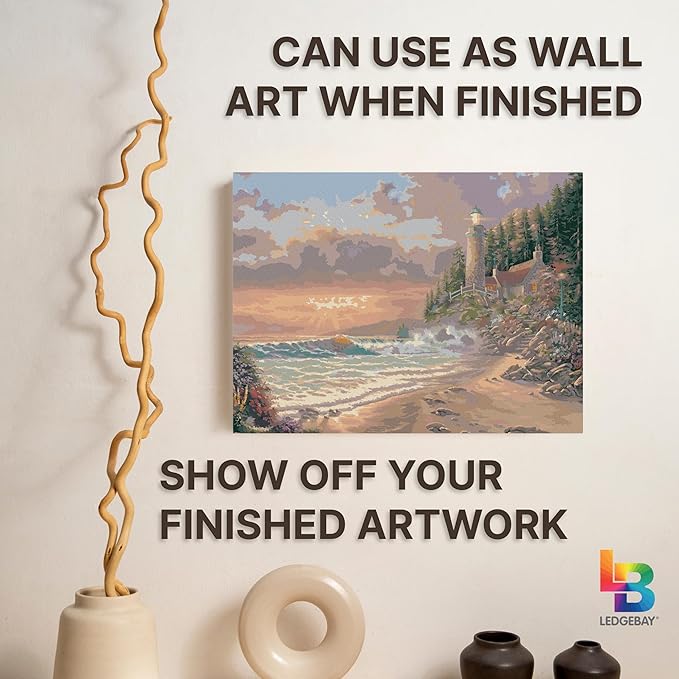 Ledgebay DIY Paint by Numbers Kit for Adults Framed Canvas: Beginner to Advanced Paint by Numbers Kit, Kits Include Acrylic Paint Set Brushes Tabletop Easel (Golden Hour 16" x 20" Framed)