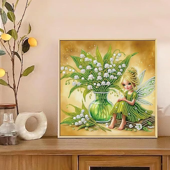 AiYuanzsh 5D Special Shape Diamond Art Kits for Beginners, Butterfly Fairy Diamond Art Painting Kits for Adults, Crystal Rhinestones Diamond Art Painting for Home Wall Decoration Gift 12×12 inch