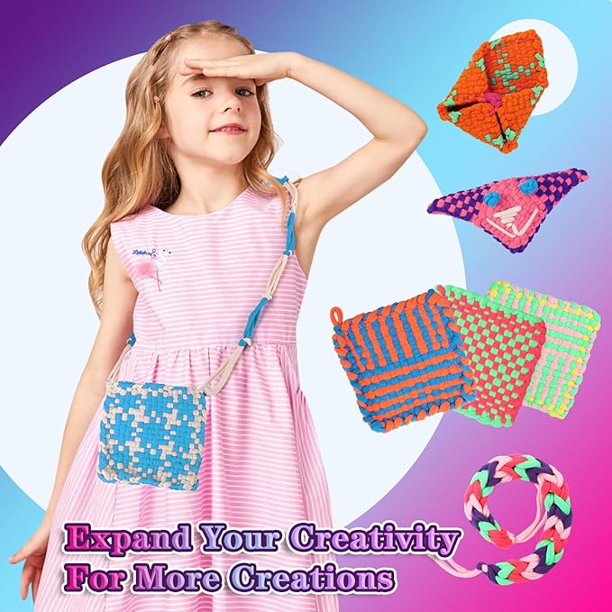 ddai weaving loom refill loops kit – loom refill loops for weaving potholder loom kit - arts and crafts for kids ages 6 7 8-12 13 girls boys adults - crafts supplies 224 pcs in 8 bright colors