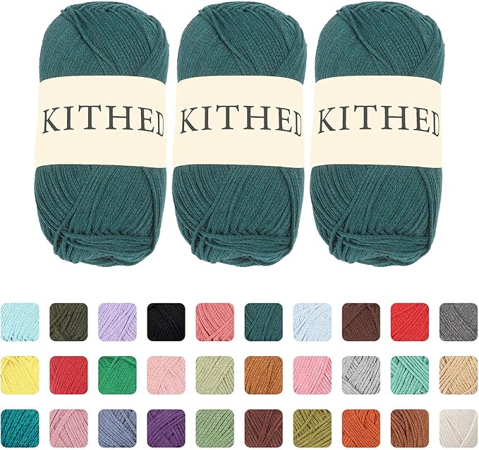 Cotton Yarn,10.5oz,526yard,3 Pack ,Soft Yarn for Crocheting and Knitting (52 Deep Army Green)