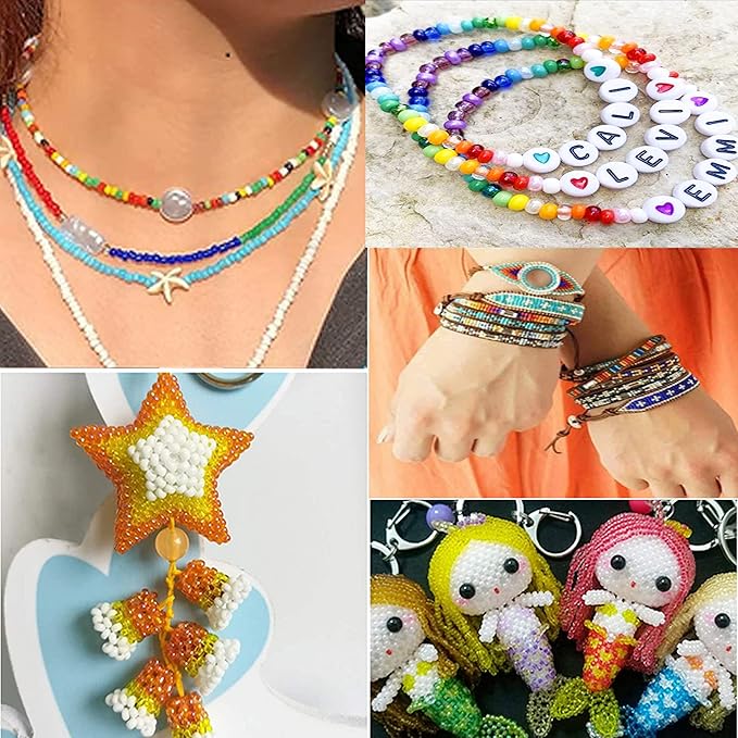 YITOHOP 8800+pcs 4mm 12/0 48 Colors Glass Seed Beads, Charms Bracelet Jewelry Making Beads Kit Gifts for Teen Girls Crafts for Girls Ages 8-12 Holiday Gifts