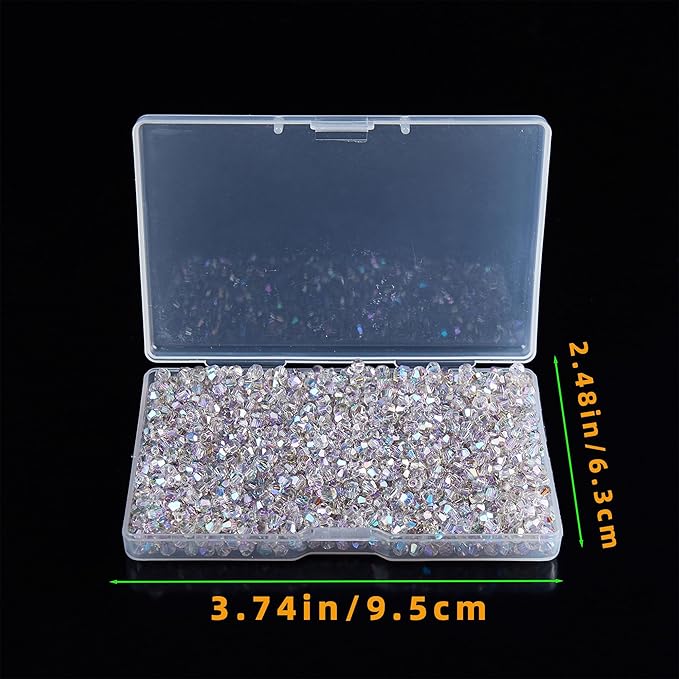 laopottbeads 1200pcs 3mm bicone crystal glass beads for jewelry making, sparkling mini beads for suncatchers, diy bracelets & craft projects (ab phantom purple)
