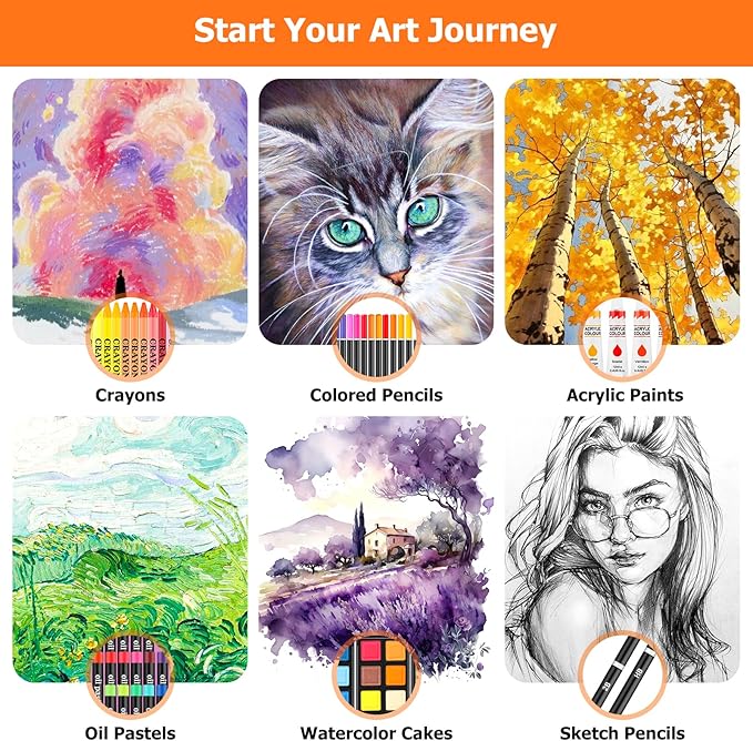 Soucolor Birthday Gifts, Art Supplies, 192-Pack Deluxe Art Set Drawing Painting Supplies Kit with Acrylic Pad, Watercolor Pad, Sketch Book, Canvases, Acrylic Paint, Crayons, Pencils