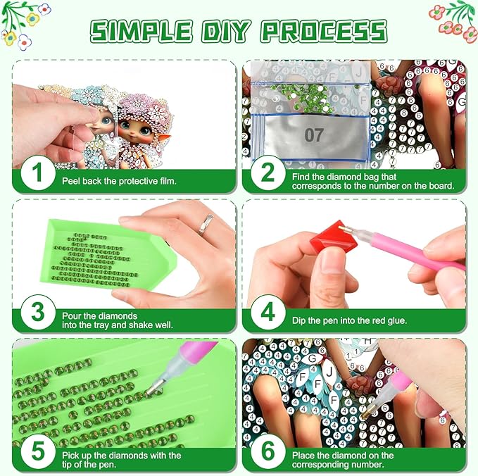 KEYIFA Fairy Diamond Painting Kit, DIY Elf Diamond Art for Adults, Diamonds Pendant Special Shaped Rhinestone Window Hanging Ornaments Home Garden Wall Door Decoration, 20cm Width