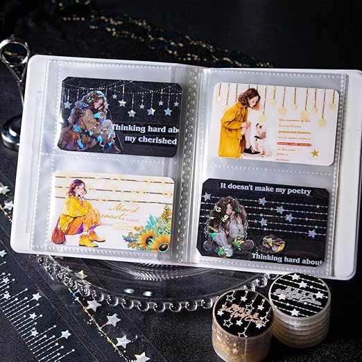 Kesari PET Tape Stickers for Junk Journal Supplies, 6 Rolls Star Themed Scrapbook Stickers for Scrapbooking,Junk Journal,Journaling Supplies, DIY Crafts (Star)