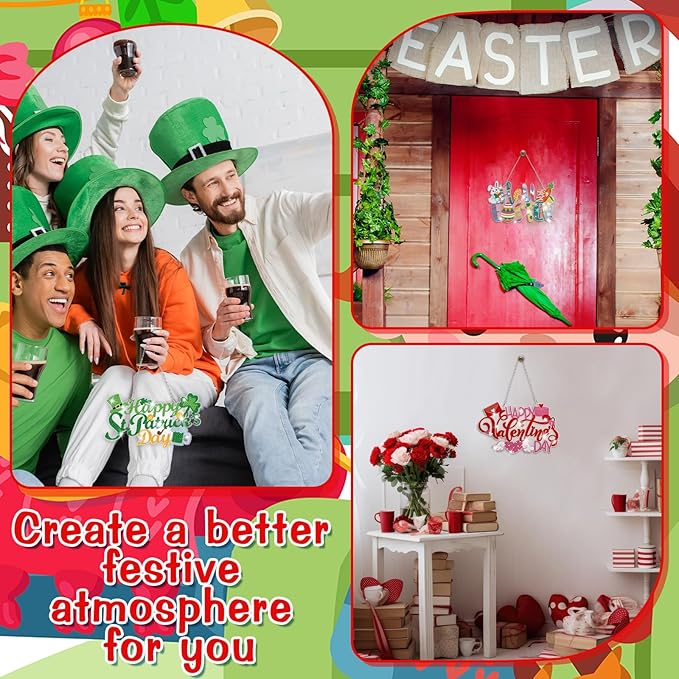 Cinnvoice 12 Pcs Seasonal Diamond Art Wreath Kits Holiday 5d DIY Diamond Art Hanging Signs Winter Spring Ornaments for Wall Door Decoration(Seasonal)
