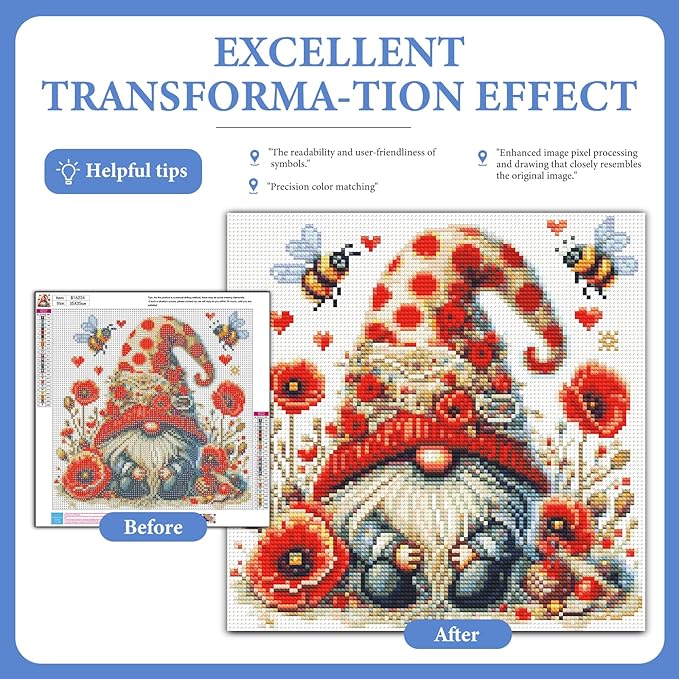 Camocin Diamond Art Kits for Adults Gnomes, 5D Gnome Diamond Painting Kits for Adults Beginners, DIY Bee Full Round Dots Drill Gem Art Kit for Gift Home Wall Decor 14 x 14 Inch