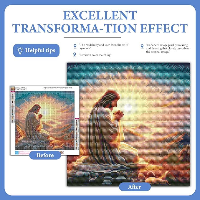 Camocin Diamond Art Kits for Adults Jesus, 5D Jesus Diamond Painting Kits for Adults Beginners, DIY Religious Full Round Dots Drill Gem Art Kit for Gift Home Wall Decor 14 x 14 Inch