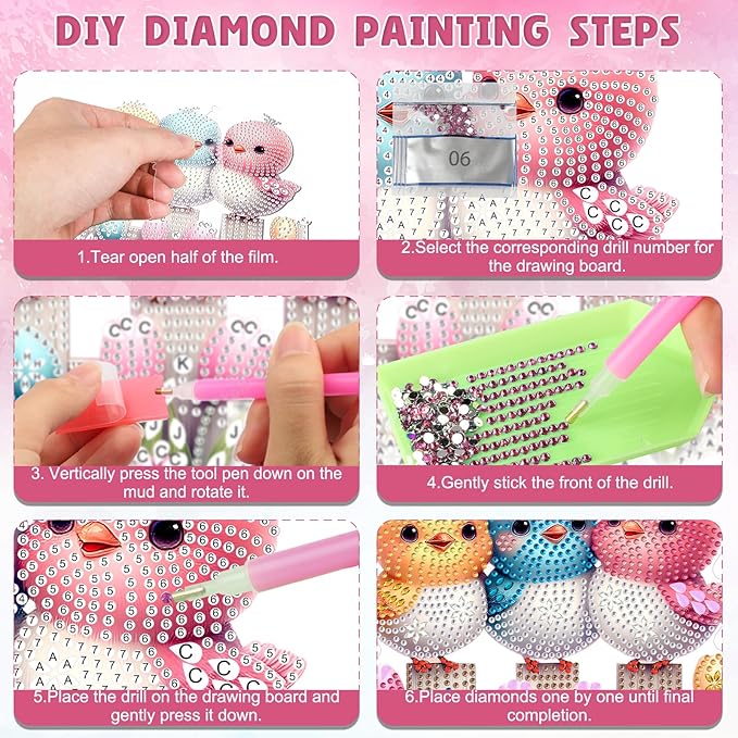DOMROM Bird Diamond Art Hanging Kits for Adults Beginners, Special Shaped Crystal Diamond Painting Bird Pendant, DIY Diamond Art Suncatchers Animal for Home Garden Wall Decor Gift