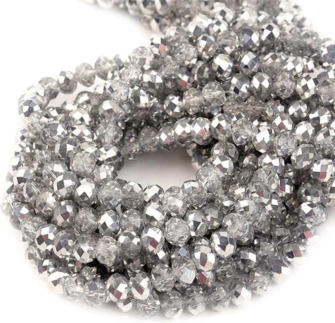 laopottbeads 1200pcs 4mm crystal glass beads for jewelry making beads for bracelets necklace pendants making supplies(gray)