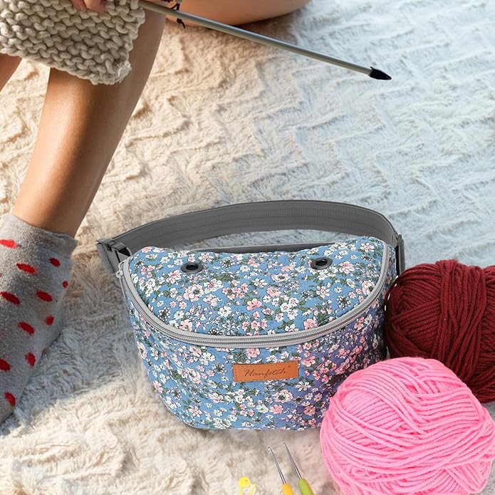 Yarn Crossbody Waist bag Small Yarn Storage Organizer for Yarn Skeins-Organizer for Crochet Hooks and Accessories
