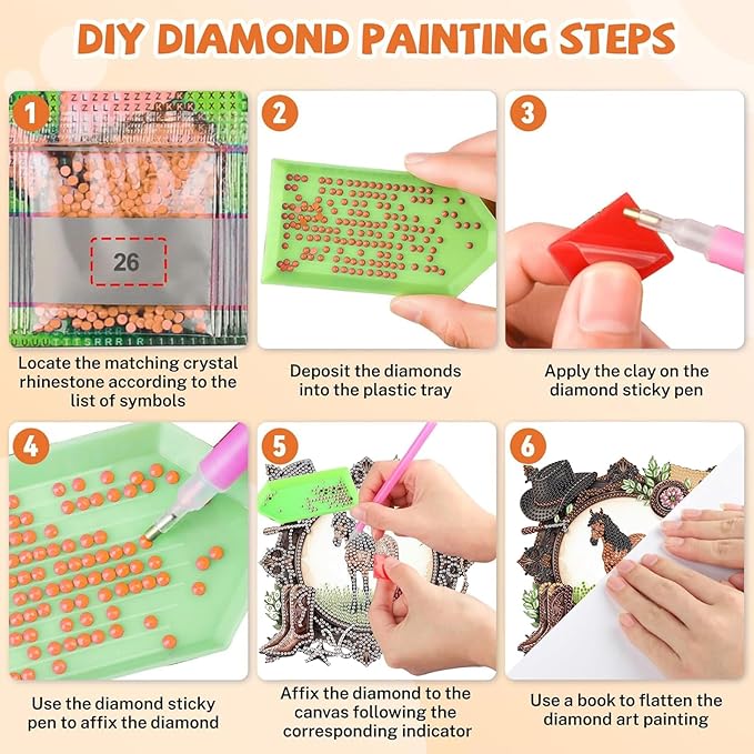 Masendp Cowboy Horse Diamond Painting Double-Sided Hanging Ornament Set, DIY Irregular Shaped Rhinestone Window Decoration Set, Suitable for Home and Garden Wall Decoration Gifts
