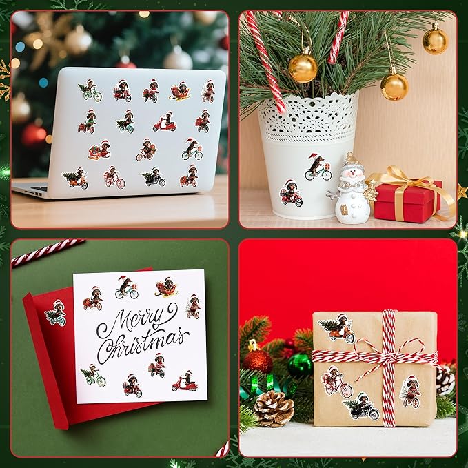 h1vojoxo christmas dachshund sticker rolls - 1000pcs funny christmas dachshund dog stickers 16 designs cute xmas dachshund realistic label tag seal sticker for kids craft envelope xmas party supply