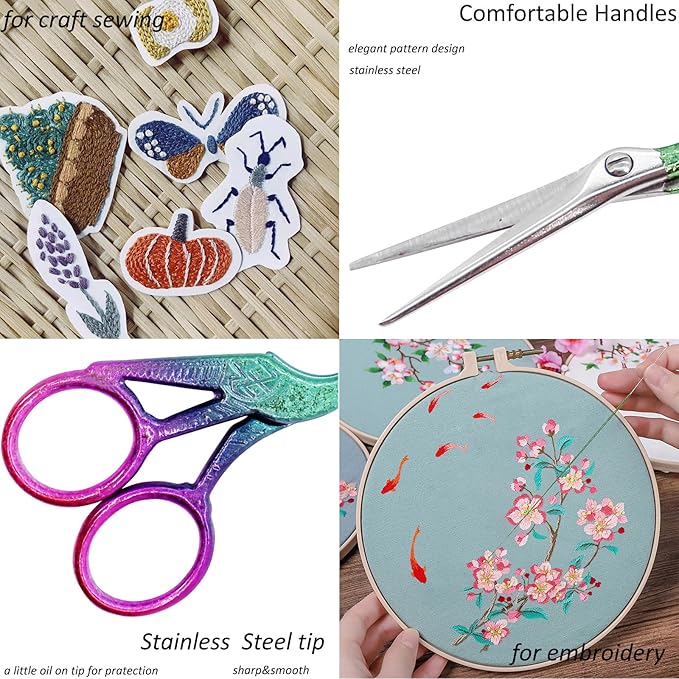 BIHRTC 4.5Inch Small Sewing Crochet Scissors Sharp Tip Stainless Steel Scissors with Leather Cover for Threading Needlework Cutting Sewing Handcraft Craft Art Work