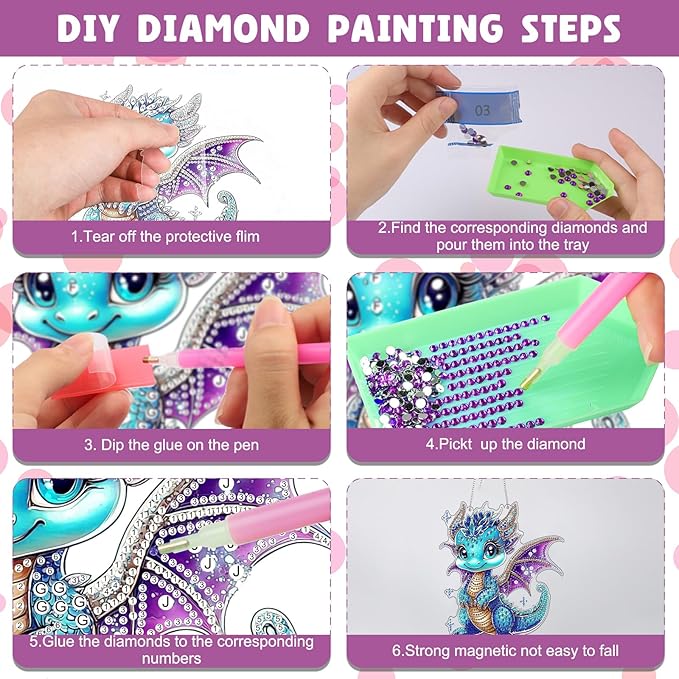 NAIMOER Diamond Art Hanging Kits for Adults, Dragon Diamond Art Suncatchers, 5D Special Shape Fall Diamond Painting Pendant Window Ornament Gifts for Home Garden Door Wall Decor