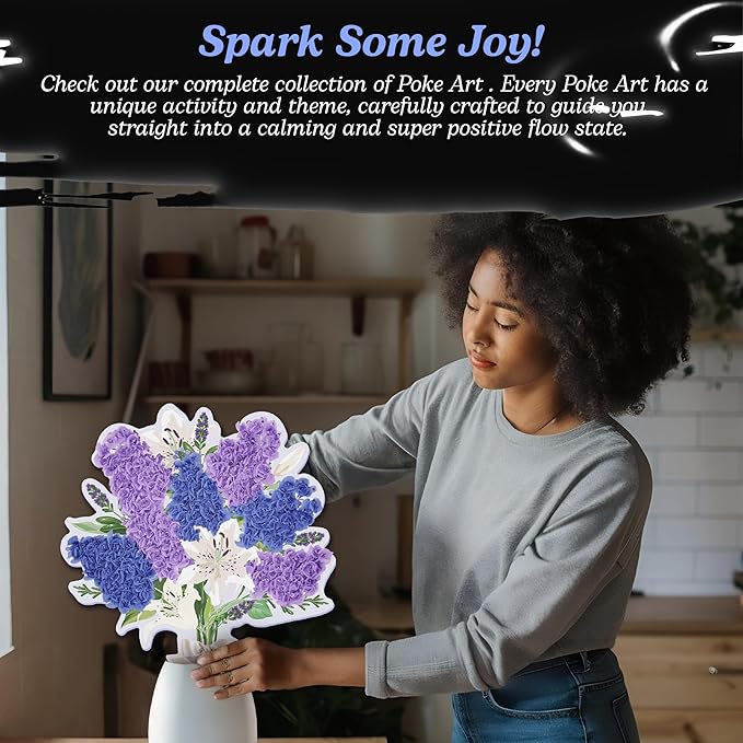 Unwynd Poke Art Lavender Flower Bouquet, Mess-Free Arts and Crafts for Adults, Teen Craft Kits, Gifts for Women and Men