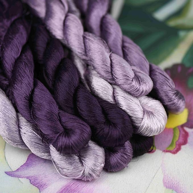 Natural 100% Silk Thread, Handmade Embroidery Thread Silk Floss 9 Colors 110m Each (74)