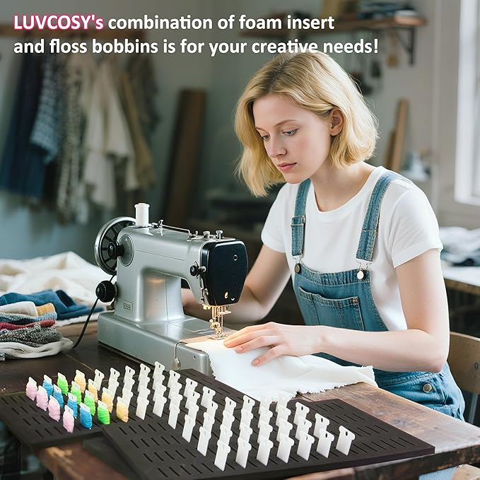 300PCs Embroidery White Floss Bobbins with 3 Packs Customizable EVA Foam Insert for Bisley MultiDrawer Cabinet or 15 * 11-inch Multi-Drawer Cabinet, Embroidery Floss Organizer, Cross Stitch Storage