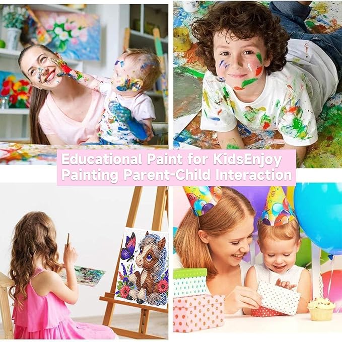 Horse Diamond Art Painting Kits for Kids with Frame, Animal Diamond Art for Kids Ages 4-8-12 with Frame, Easy Small Cute Gem Painting Kit for Gift Home Wall Decoration (7x7 inch)