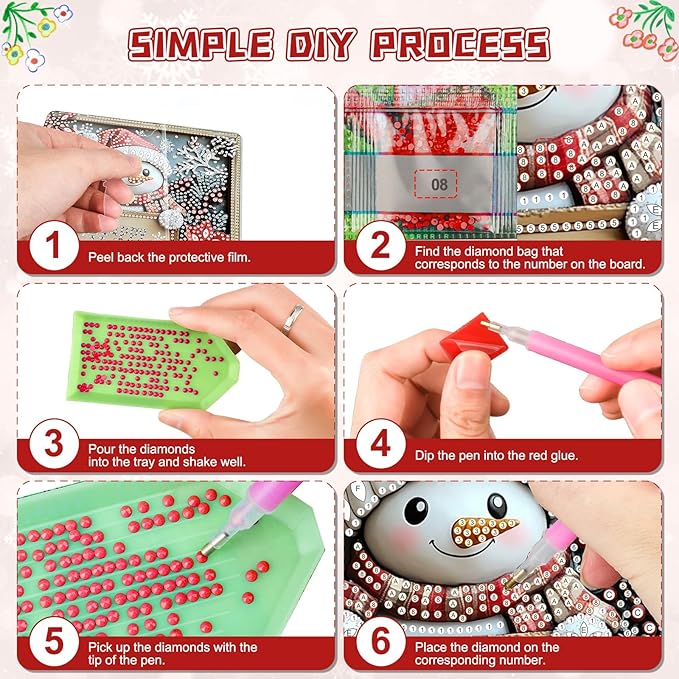 KEYIFA Christmas Diamond Painting Kit, DIY Snowman Diamond Art for Adults, Diamonds Painting Pendant Special Shaped Rhinestone Window Hanging Ornaments Home Garden Wall Door Decoration, 20cm Width