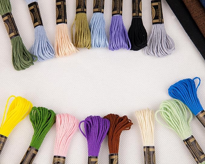 12 Skeins Embroidery Cotton Floss is 100% Egyptian Long Fiber Cotton of 8.75yds Each Cottons Cross Stitch Thread for Hand Embroidery DIY Creation and Friendship Bracelet String. (12, Light Blue)