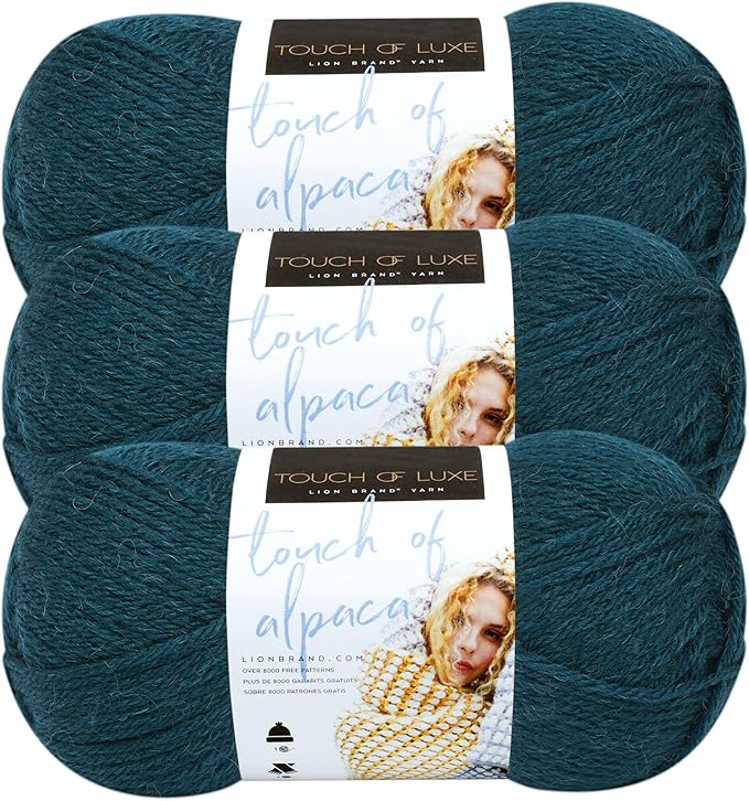 (3 Pack) Lion Brand Yarn Touch of Alpaca Yarn, Jade