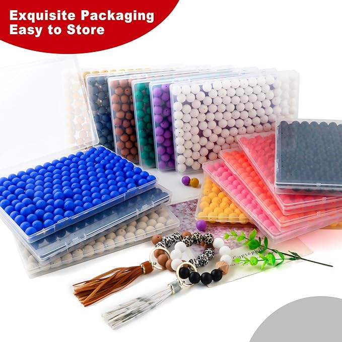 150Pcs 15mm Silicone Beads for Keychain Making Bracelet Necklace, Bulk Round Silicone Beads for Pens(Scarlet Red)