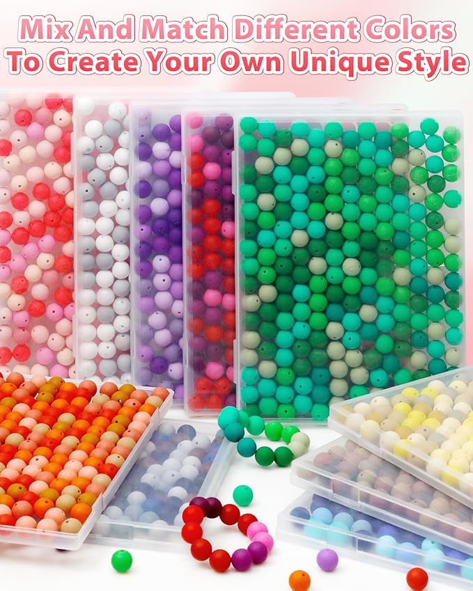 160pcs fiveizero 15mm silicone beads for keychain making valentine's day mixed color round rubber beads bulk, diy craft supplies for bracelets necklaces pens(pink)
