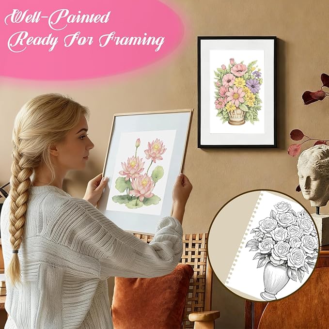 Beautiful Adult Coloring Book Set with 18-Color Pencil Set - Coloring Books for Adults Relaxation Adult Coloring Book for Women Gifts.Elegant Art Style with 35 Patterns.