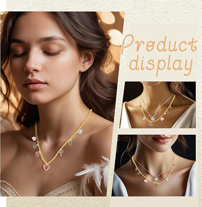 HUISUYTON 18K Gold Necklace Chain Kit for Jewelry Making, 59FT 12Rolls Bracelet Chains with Charms/Pliers/Jump Rings/Lobster Clasps Accessories for DIY Necklace Bracelet Making