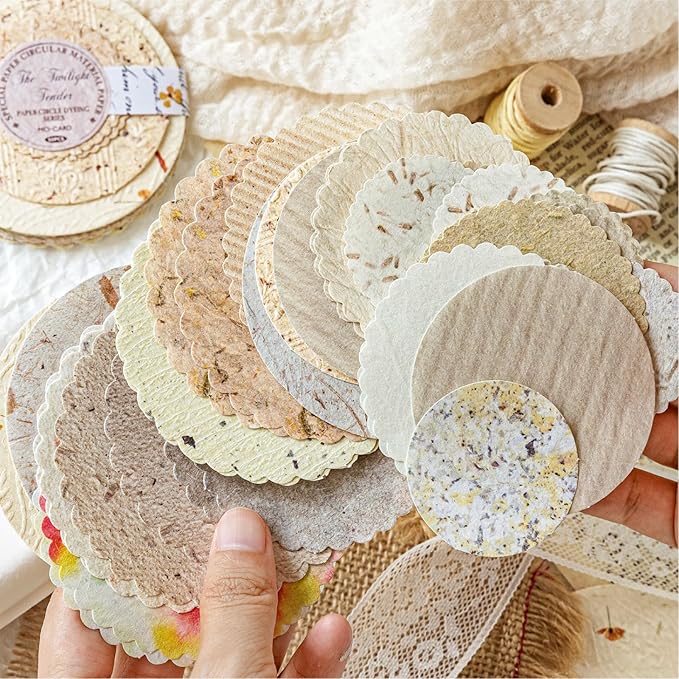300 Sheets Scrapbook Paper Kit with 3 Double Sided Tapes & 6 Rolls Colored Washi Tape, 6 Themes Embossed Textured & Printed Round Scrapbook Paper for Scrapbooking, Junk Journal, Card Making