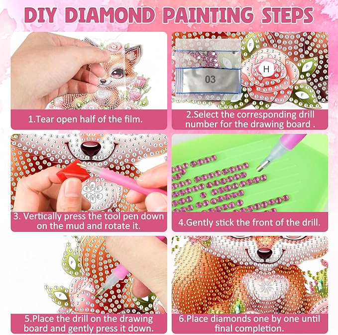 DOMROM Fox Diamond Art Hanging Kits for Adults, Special Shaped Crystal Diamond Painting Fox Pendant, DIY Diamond Art Suncatchers Animal for Home Garden Wall Decor Gift