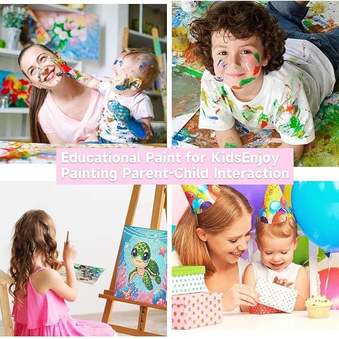 Sea Turtle Diamond Art Painting Kits for Kids with Frame, Turtle Diamond Art for Kids Ages 4-8-12 with Frame, Easy Small Cute Animal Gem Painting Kit for Gift Home Wall Decoration (7x7 inch)