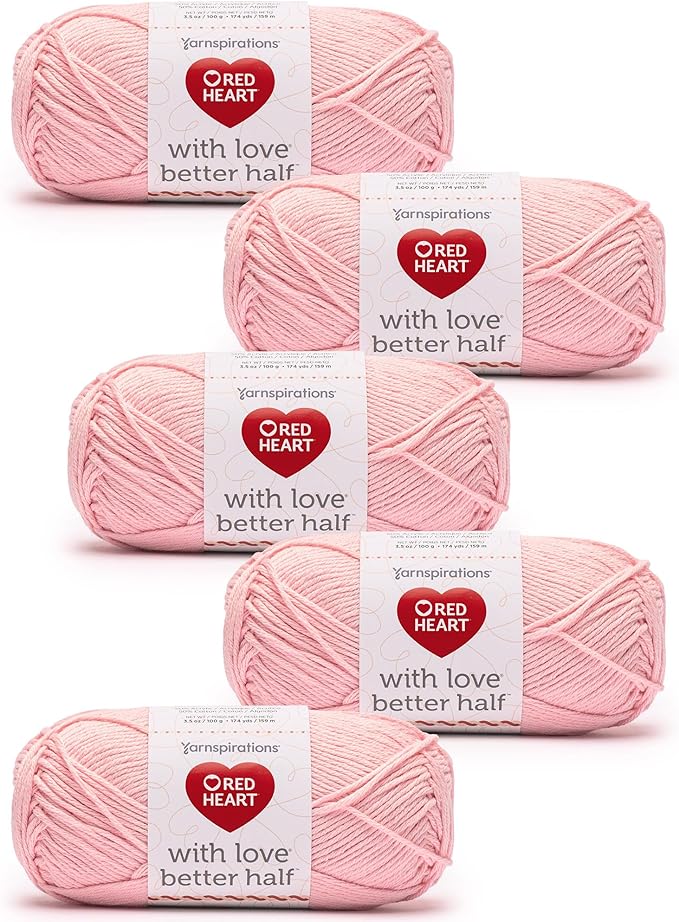 Red Heart with Love Better Half Sweet Pea Yarn - 5 Pack of 100g/3.5oz - 50% Acrylic 50% Cotton - #4 Worsted (Medium) - 174 Yards - Knitting/Crochet